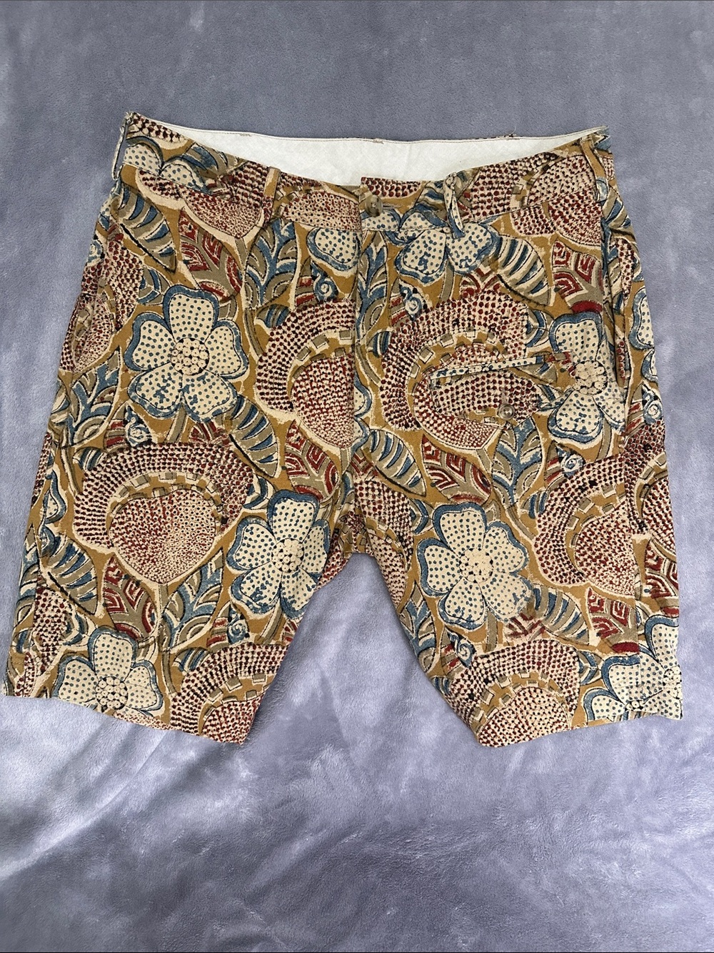 Men's Floral Print Casual Shorts - Beige Multi